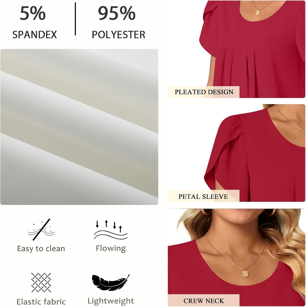 Bestbee Womens Plus Size Tops Dressy Casual Summer Chiffon Blouses Short Sleeve Dress Shirts Business Loose Fit Tunics