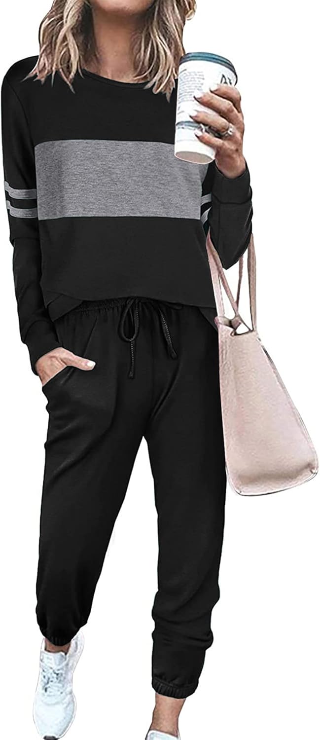 PRETTYGARDEN Womens 2 Piece Sets 2025 Long Sleeve Tops High Waisted Sweatpants Lounge Set Fall Fashion Travel Outfits