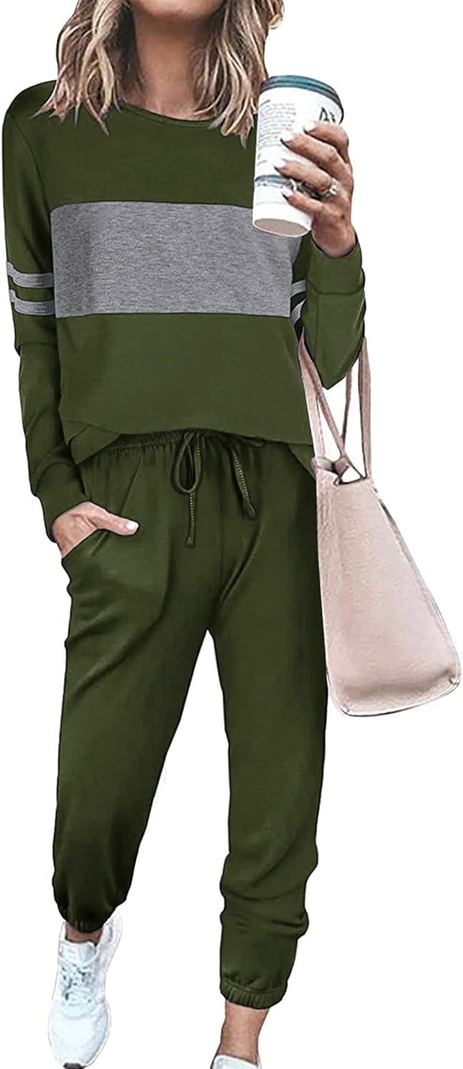 PRETTYGARDEN Womens 2 Piece Sets 2025 Long Sleeve Tops High Waisted Sweatpants Lounge Set Fall Fashion Travel Outfits