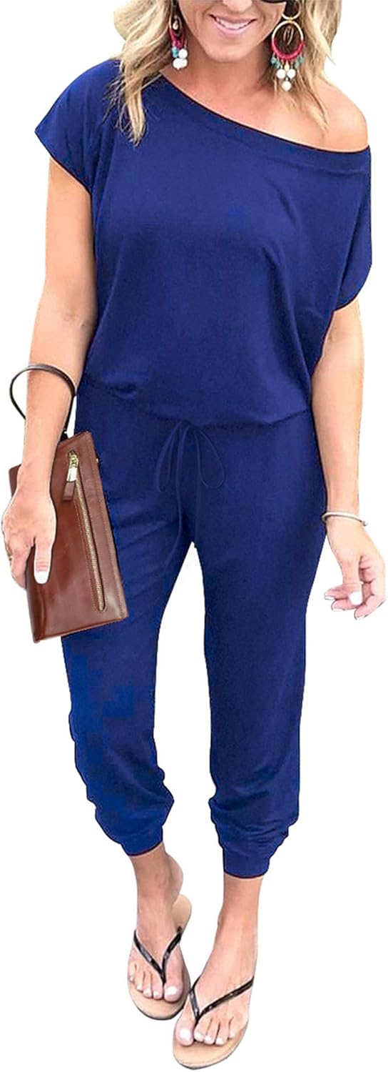 PRETTYGARDEN Jumpsuits for Women 2025 Dressy Casual Off Shoulder Romper Outfits Spring Vacation Travel Summer Lounge Clothes
