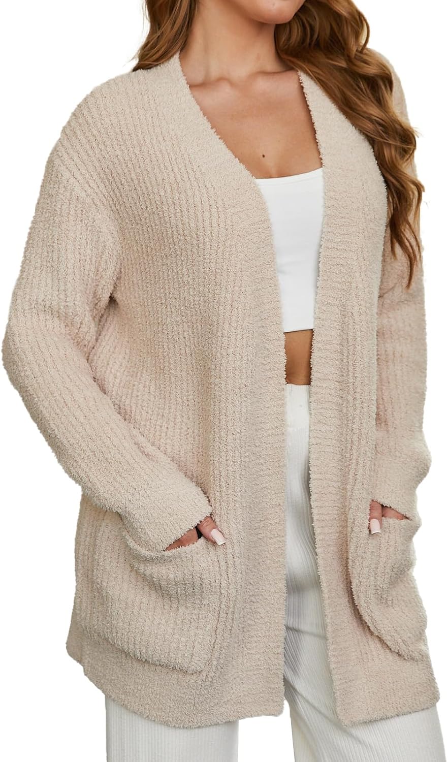 Snuggle Sac Cardigan Sweaters for Women with Pocket Trendy Casual Long Sleeve Tops Open Front Fall Winter Coats