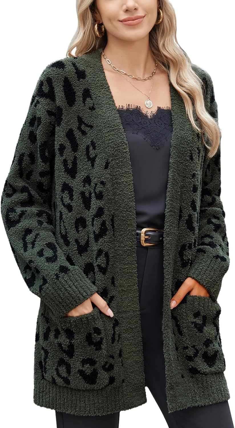 Snuggle Sac Cardigan Sweaters for Women with Pocket Trendy Casual Long Sleeve Tops Open Front Fall Winter Coats