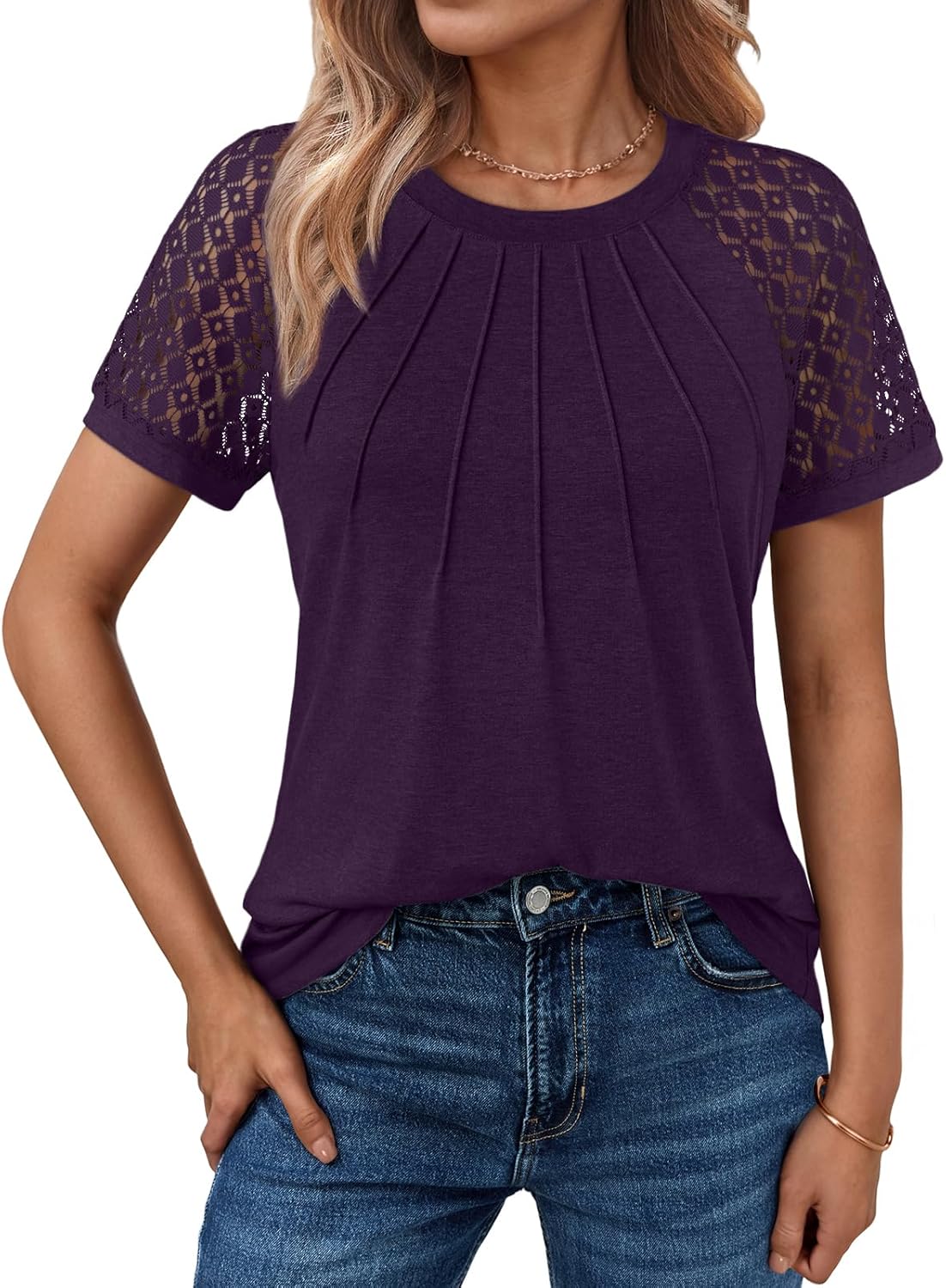AUTOMET Womens Summer Tops Spring Shirts Trendy Vacation Outfits Short Sleeve Business Tshirts Fashion Casual Blouses