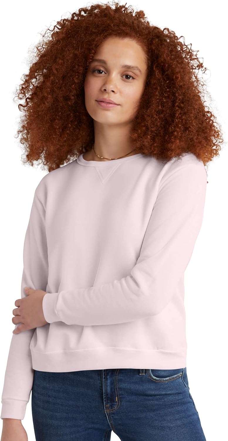 Hanes Crewneck, EcoSmart Fleece Pullover with V-Notch, Sweatshirt for Women