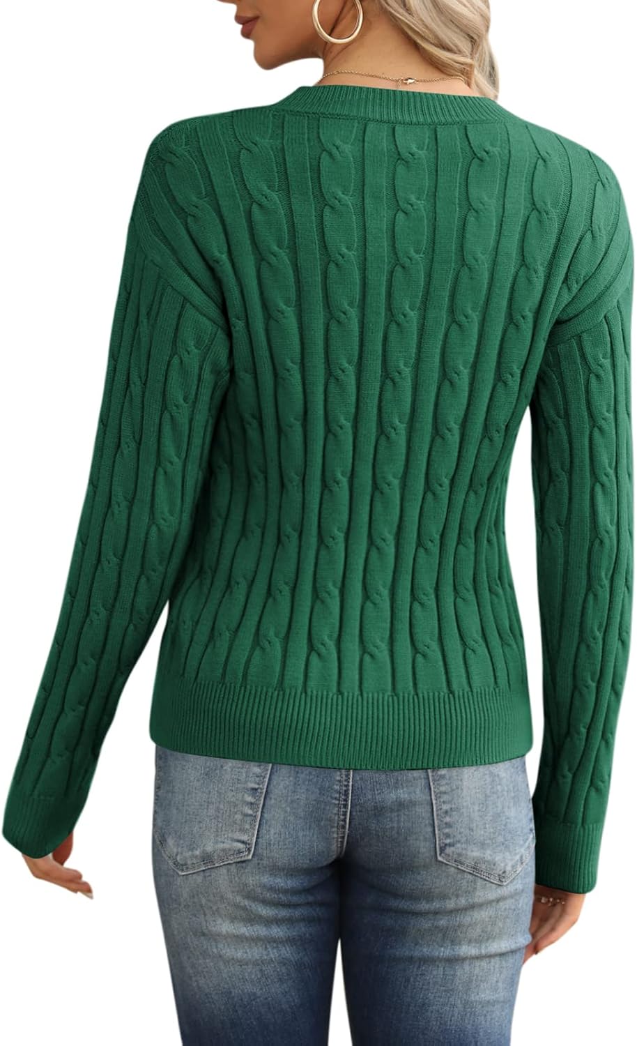Esobo Women's Classic-fit Lightweight Cable Long Sleeve Mockneck Loose Casual Sweater Jumpers