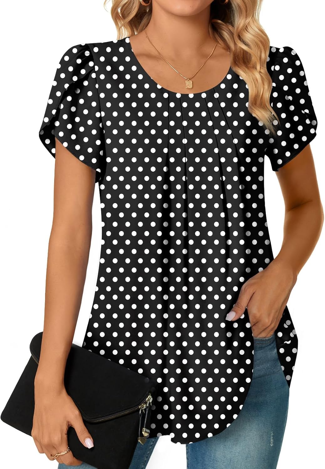 Bestbee Womens Plus Size Tops Dressy Casual Summer Chiffon Blouses Short Sleeve Dress Shirts Business Loose Fit Tunics