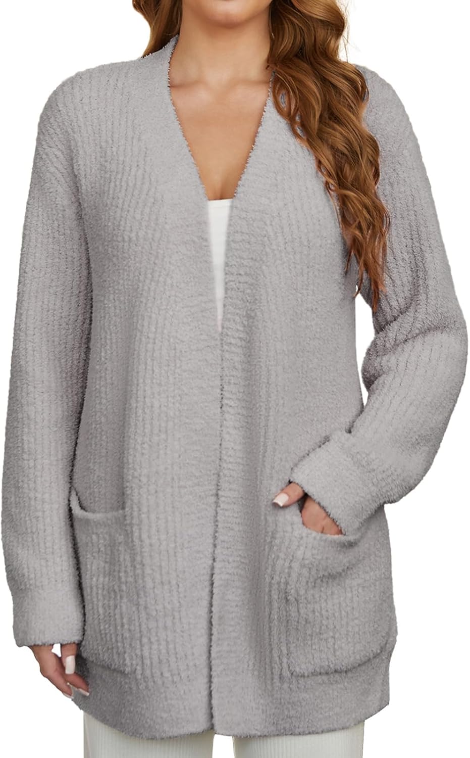 Snuggle Sac Cardigan Sweaters for Women with Pocket Trendy Casual Long Sleeve Tops Open Front Fall Winter Coats