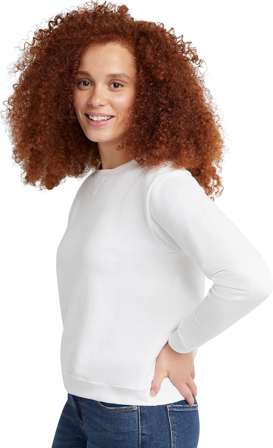 Hanes Crewneck, EcoSmart Fleece Pullover with V-Notch, Sweatshirt for Women