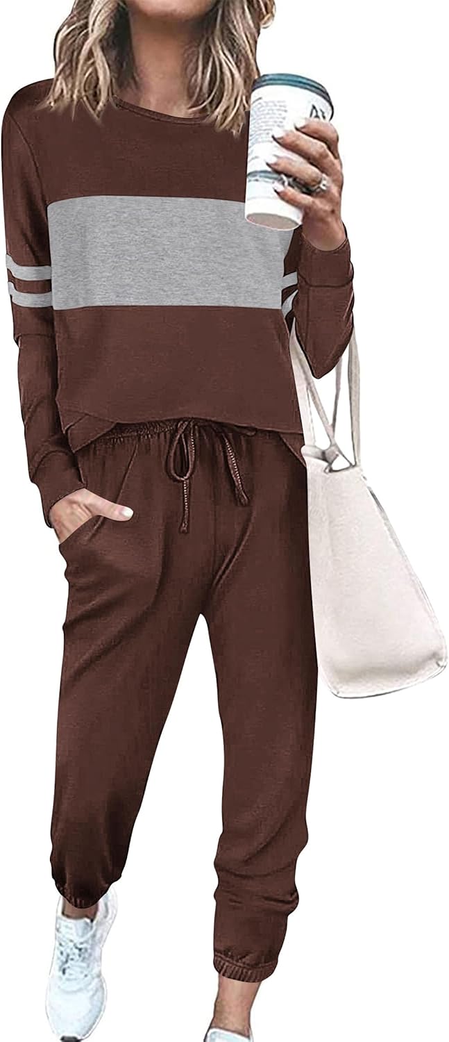 PRETTYGARDEN Womens 2 Piece Sets 2025 Long Sleeve Tops High Waisted Sweatpants Lounge Set Fall Fashion Travel Outfits