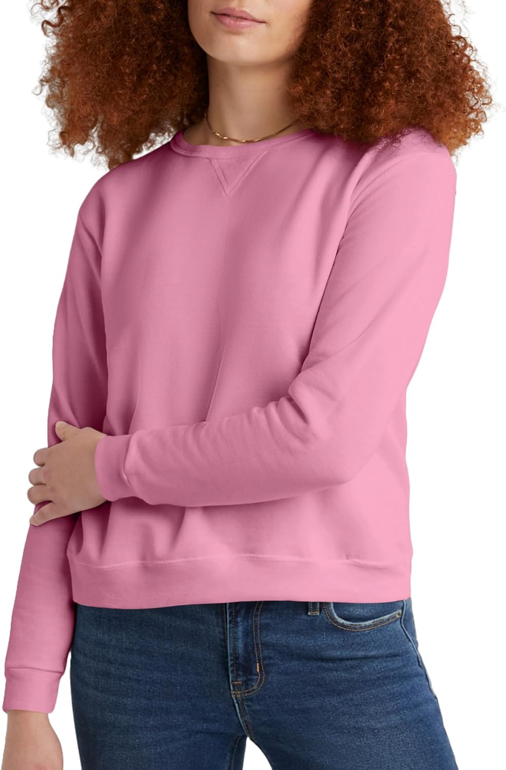 Hanes Crewneck, EcoSmart Fleece Pullover with V-Notch, Sweatshirt for Women