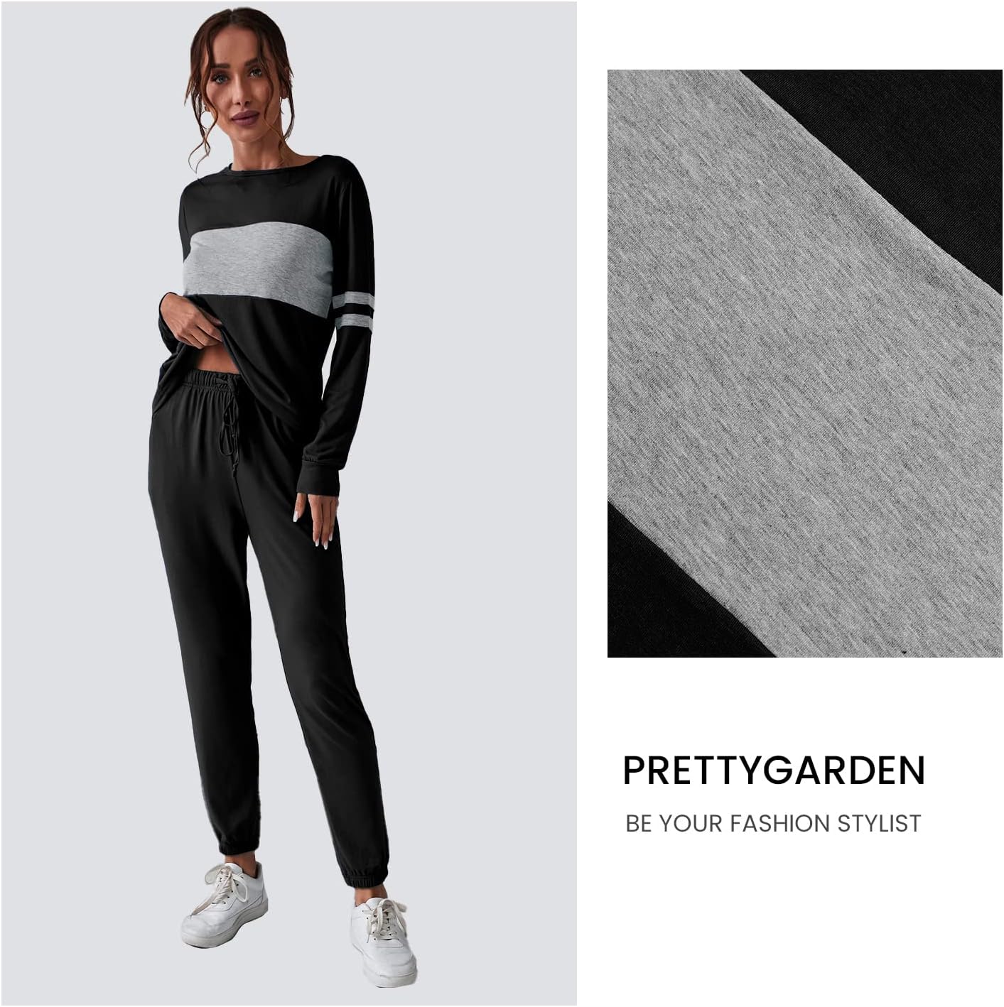 PRETTYGARDEN Womens 2 Piece Sets 2025 Long Sleeve Tops High Waisted Sweatpants Lounge Set Fall Fashion Travel Outfits
