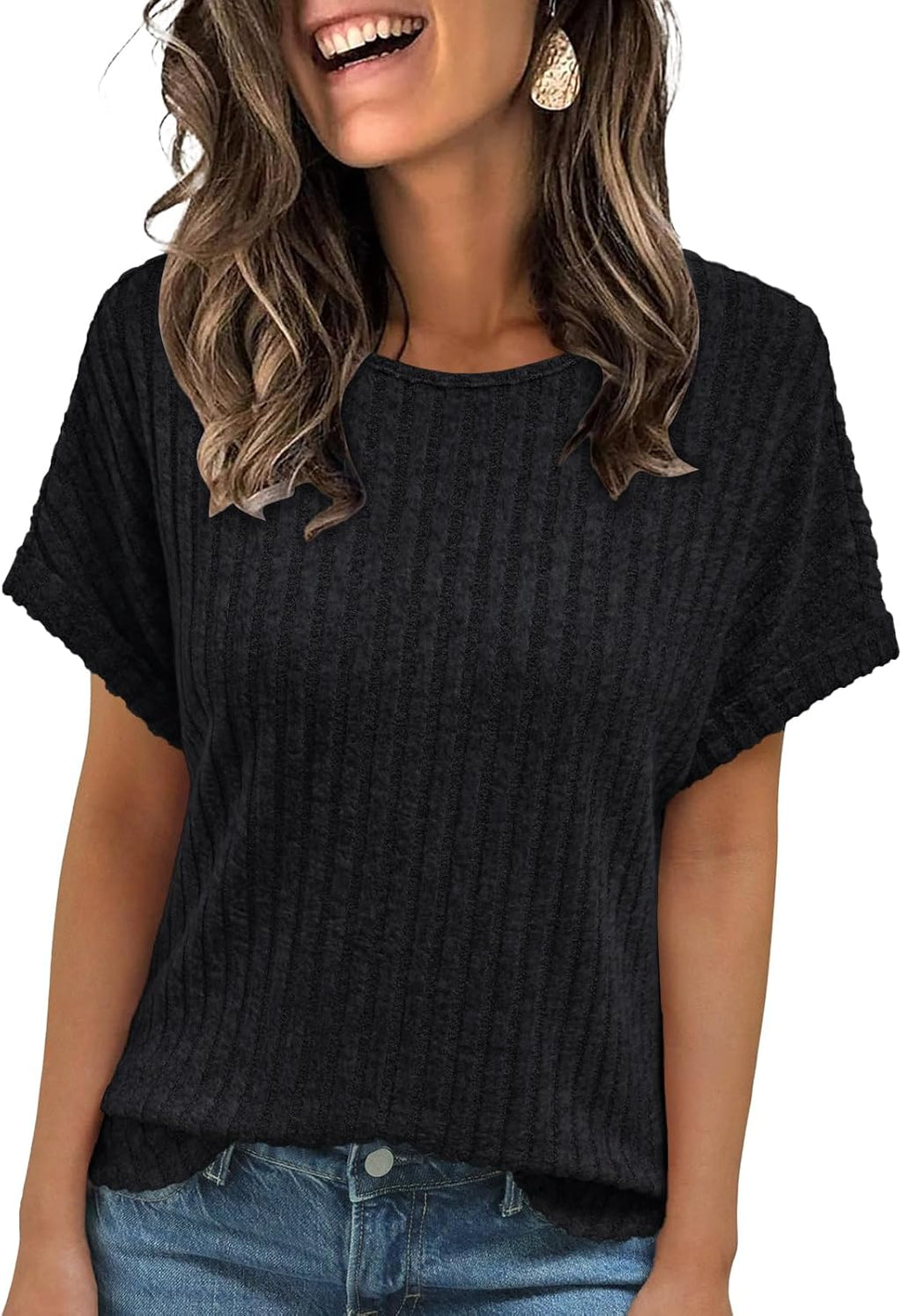 AUTOMET Women Shirts Fall Sweaters Regular Fit Short Sleeve Tunic Tops 2025 Dressy Casual Business Blouses