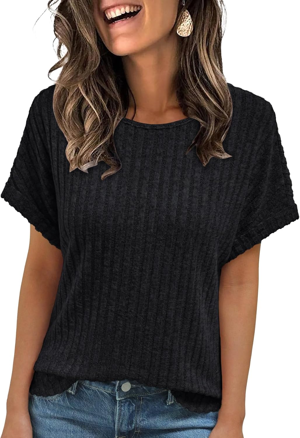 AUTOMET Women Shirts Fall Sweaters Regular Fit Short Sleeve Tunic Tops 2025 Dressy Casual Business Blouses