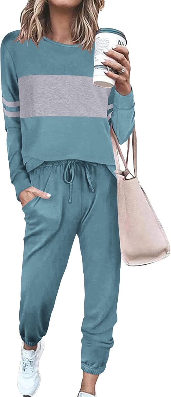 PRETTYGARDEN Womens 2 Piece Sets 2025 Long Sleeve Tops High Waisted Sweatpants Lounge Set Fall Fashion Travel Outfits