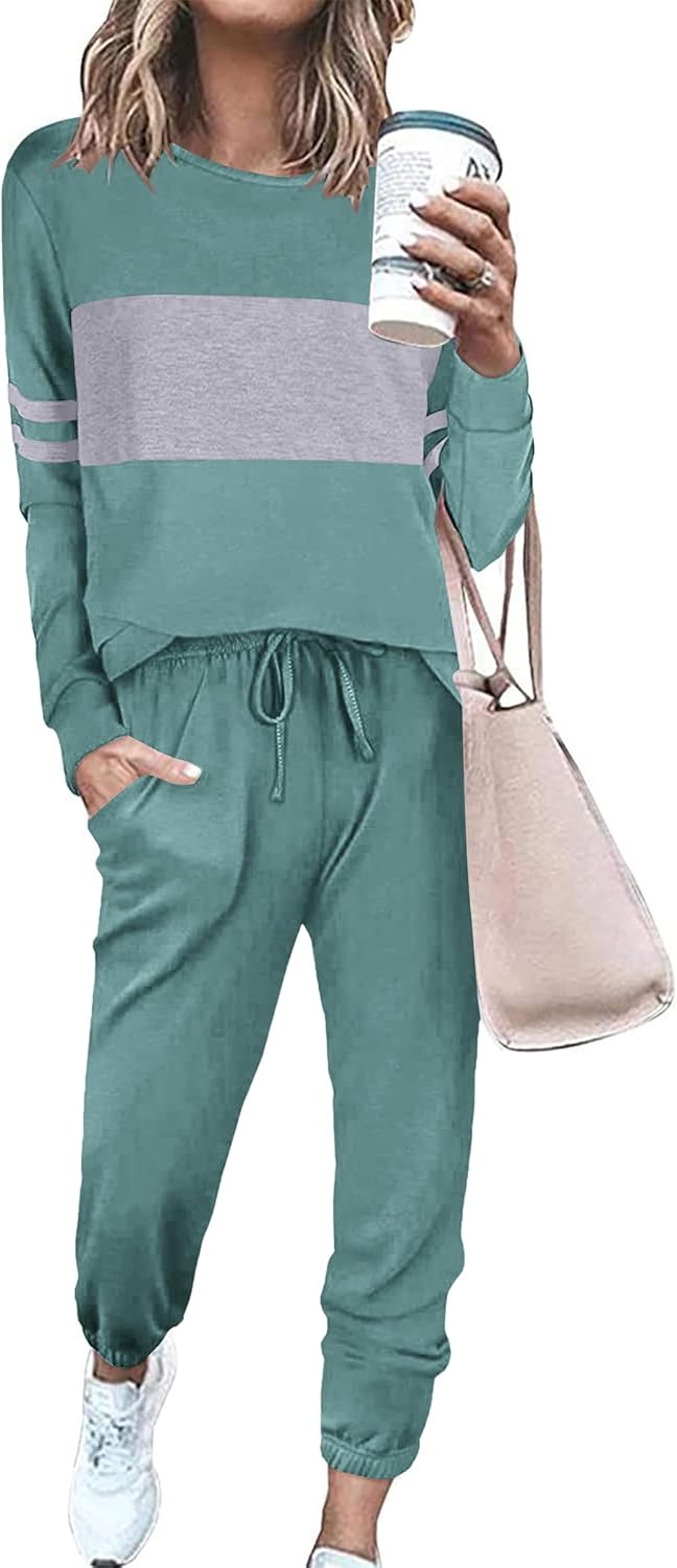 PRETTYGARDEN Womens 2 Piece Sets 2025 Long Sleeve Tops High Waisted Sweatpants Lounge Set Fall Fashion Travel Outfits