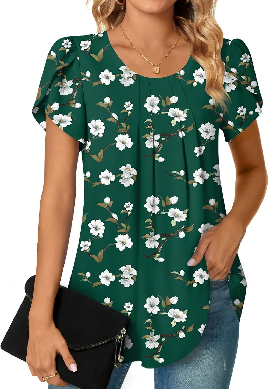 Bestbee Womens Plus Size Tops Dressy Casual Summer Chiffon Blouses Short Sleeve Dress Shirts Business Loose Fit Tunics