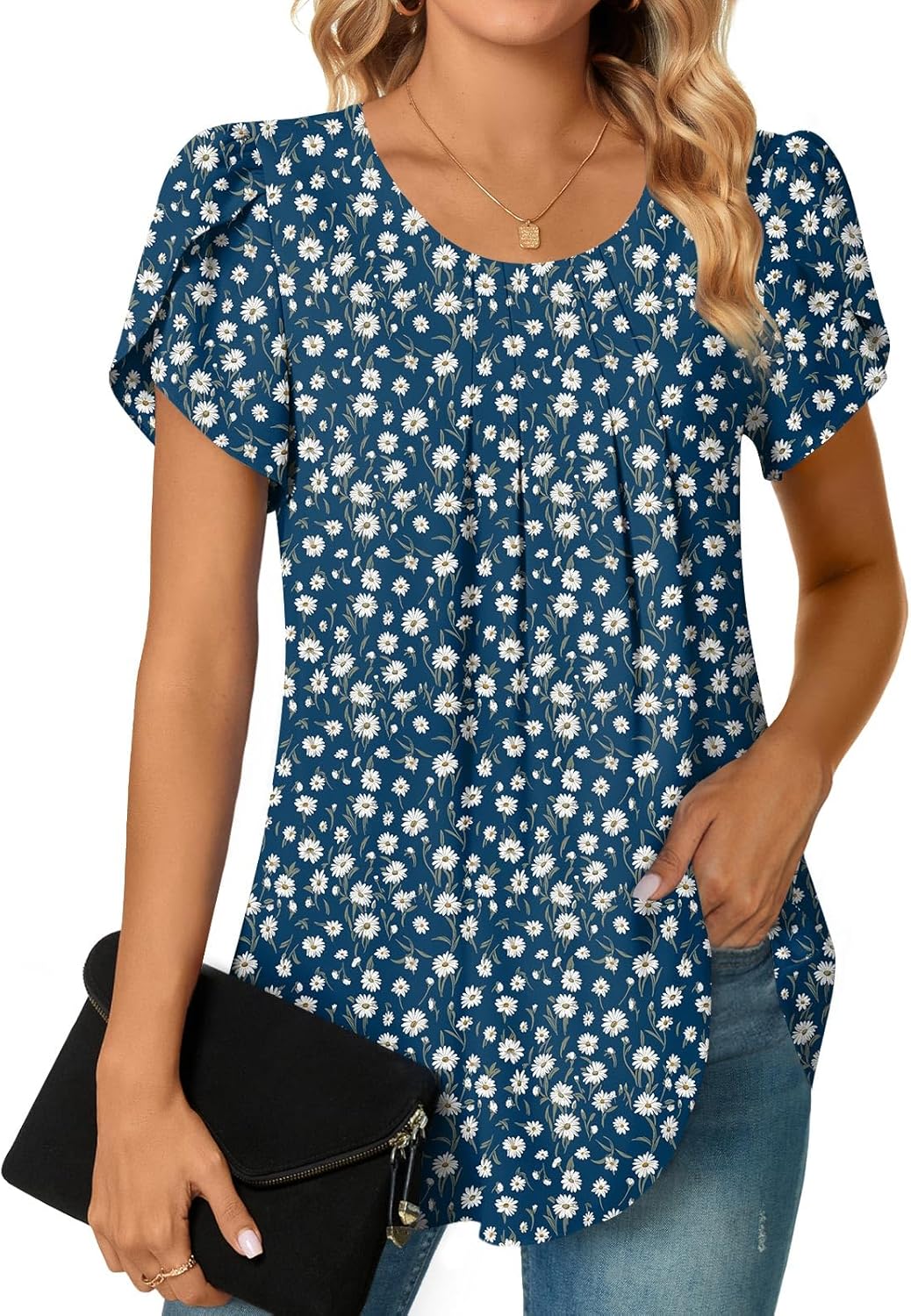 Bestbee Womens Plus Size Tops Dressy Casual Summer Chiffon Blouses Short Sleeve Dress Shirts Business Loose Fit Tunics