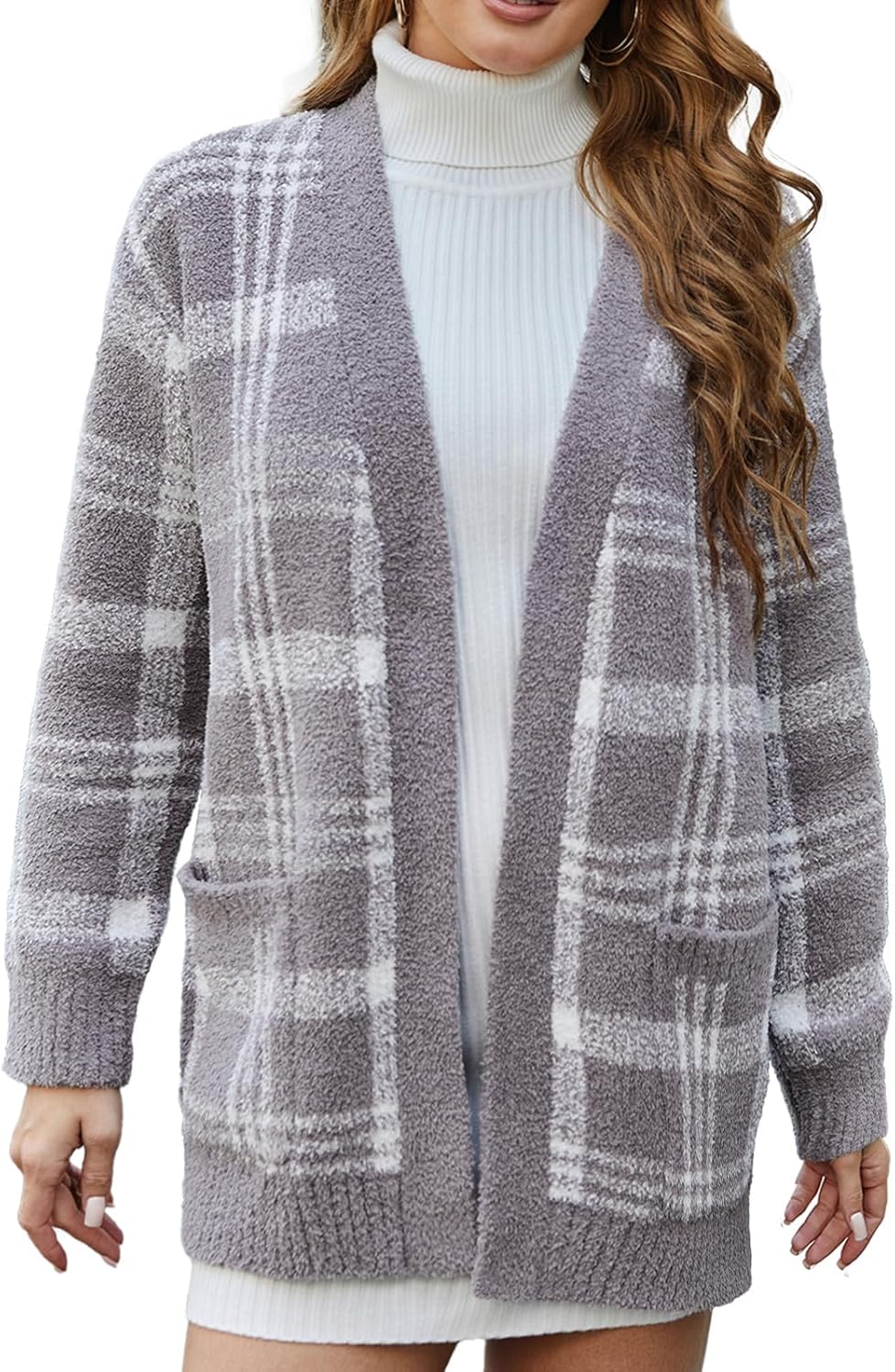Snuggle Sac Cardigan Sweaters for Women with Pocket Trendy Casual Long Sleeve Tops Open Front Fall Winter Coats