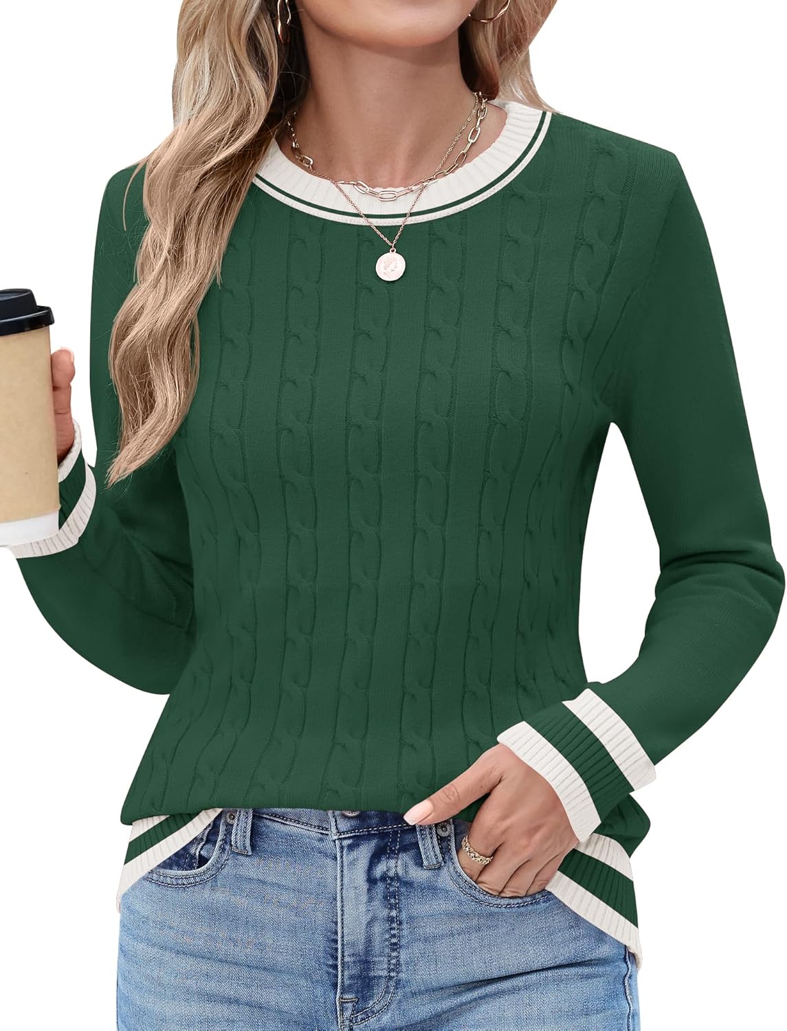 Rapbin Women Crew Neck Long Sleeve Sweater Fall Lightweight Pullover Tops Dressy Casual Basic Clothes 2025