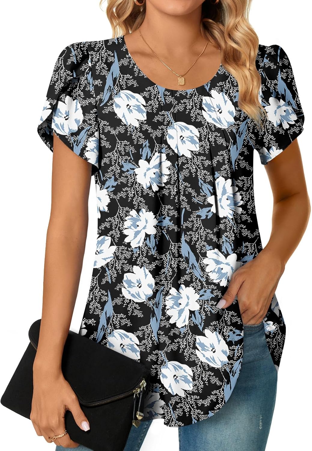 Bestbee Womens Plus Size Tops Dressy Casual Summer Chiffon Blouses Short Sleeve Dress Shirts Business Loose Fit Tunics