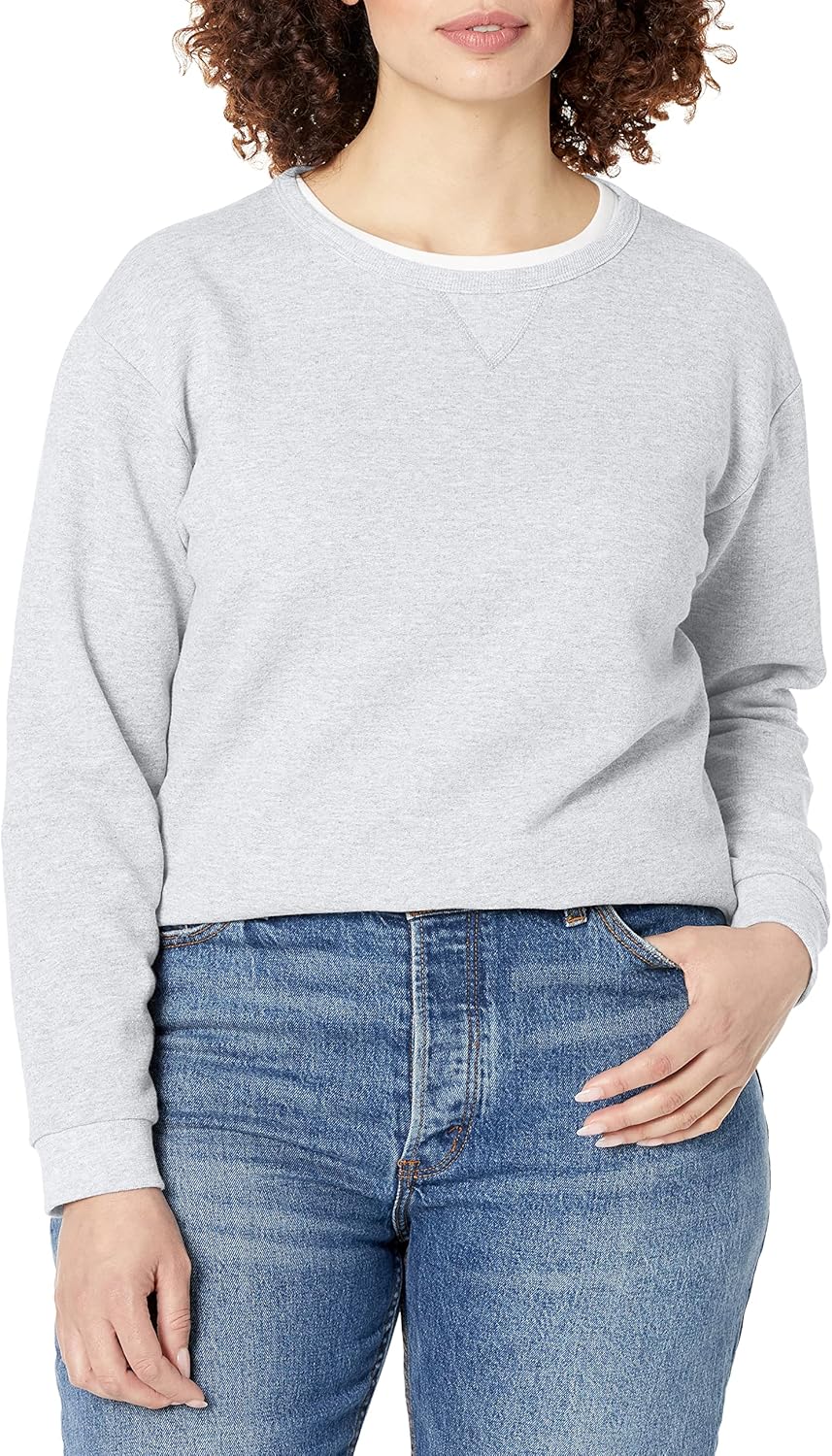 Hanes Crewneck, EcoSmart Fleece Pullover with V-Notch, Sweatshirt for Women